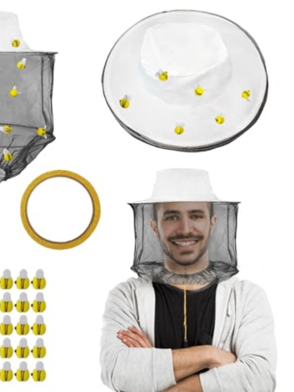 Beekeeper Costume Set Bee Keeper Hat with Veil 2PCS&40pcs Felt Bees